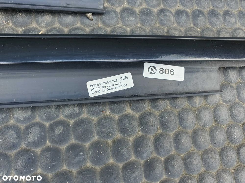 Listwa Listwy Zgarniajace Ramki Szyb Chrom Oklejone Czarne AUDI A4 B8 Sedan - 10