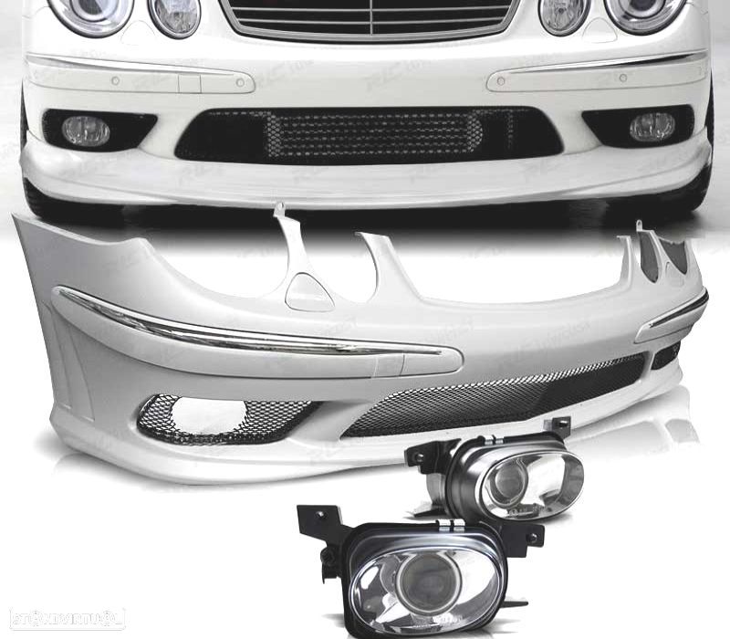 PARA-CHOQUES FRONTAL MERCEDES W211 02-06 LOOK AMG + NEVOEIRO ABS - 1