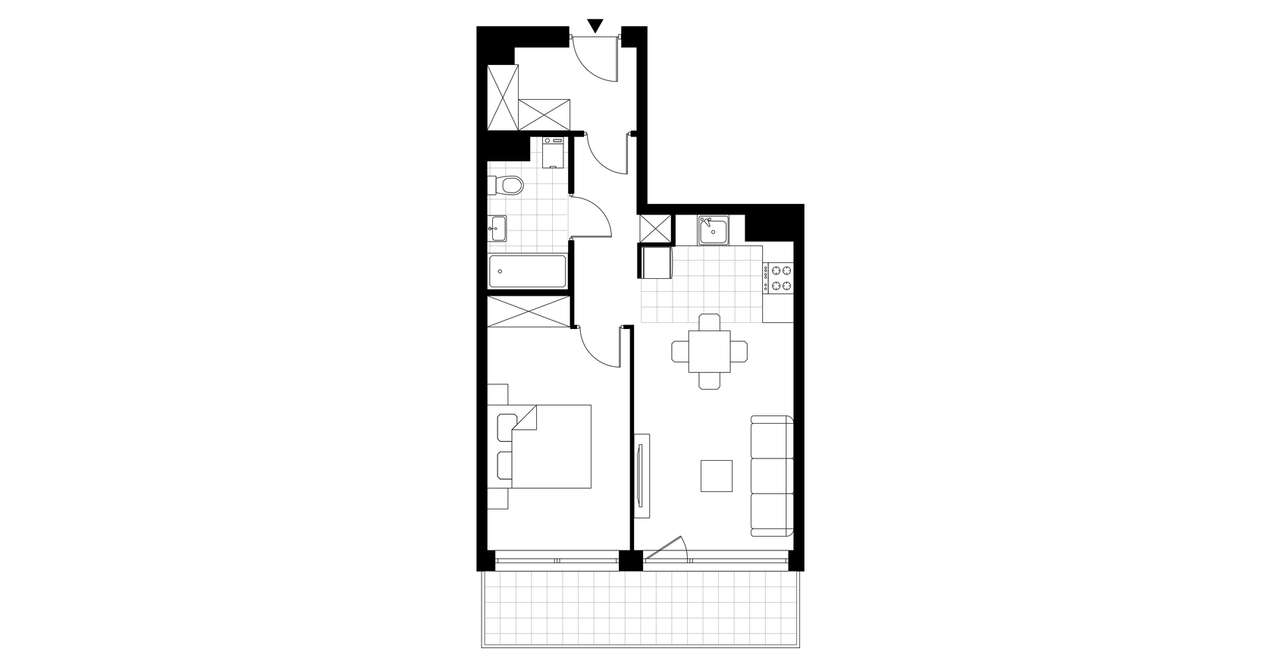 2-pokojowe mieszkanie 44m2 + loggia - Pełny obrazek: 4/21