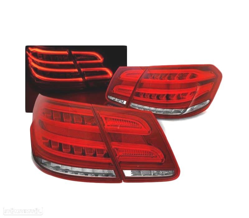 FAROLINS TRASEIROS LED DINÂMICO MERCEDES W212 09-13 VERMELHO TRANSPARENTE - 1