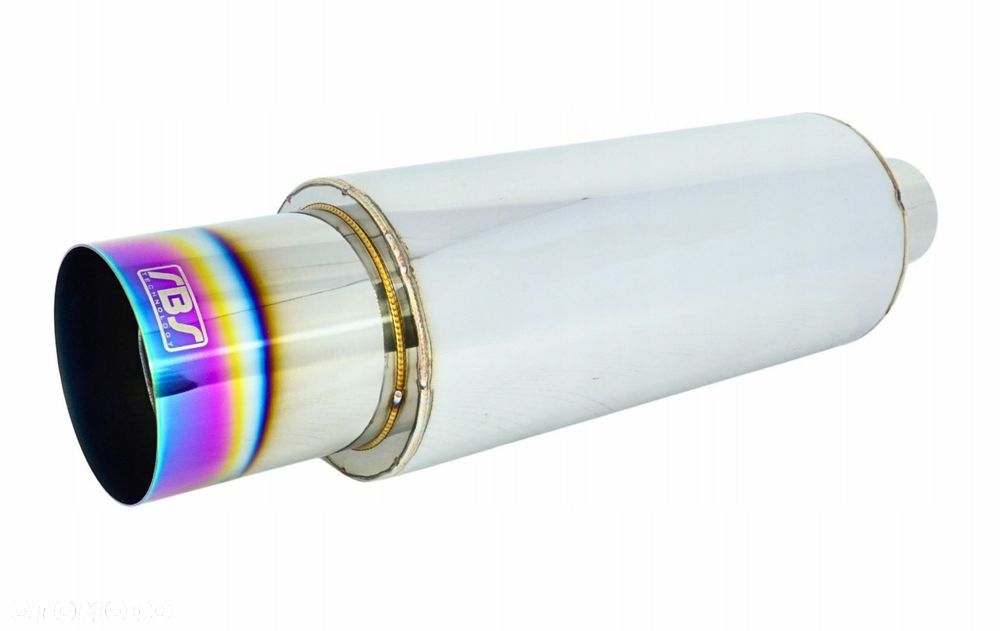 Tłumik Końcowy PRZELOTOWY wejście 63mm Końcówka 104mm JDM nierdzewka - 1