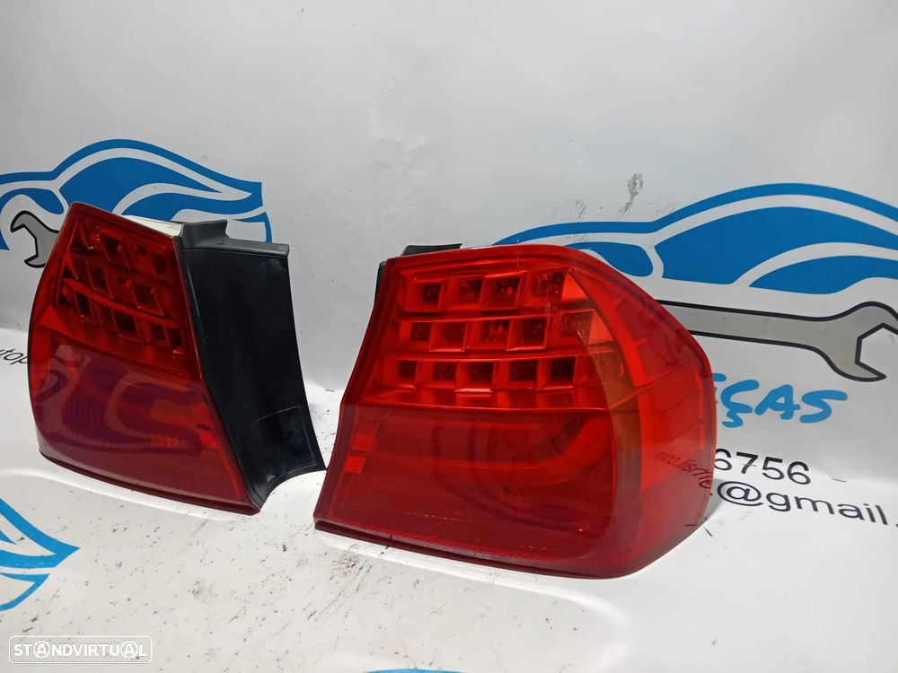 Conjunto Farolins Traseiro Tras Esquerdo Direito Led Original BMW Sedan Serie 3 E90 LCI Facelift 4871732 4871731 - 3
