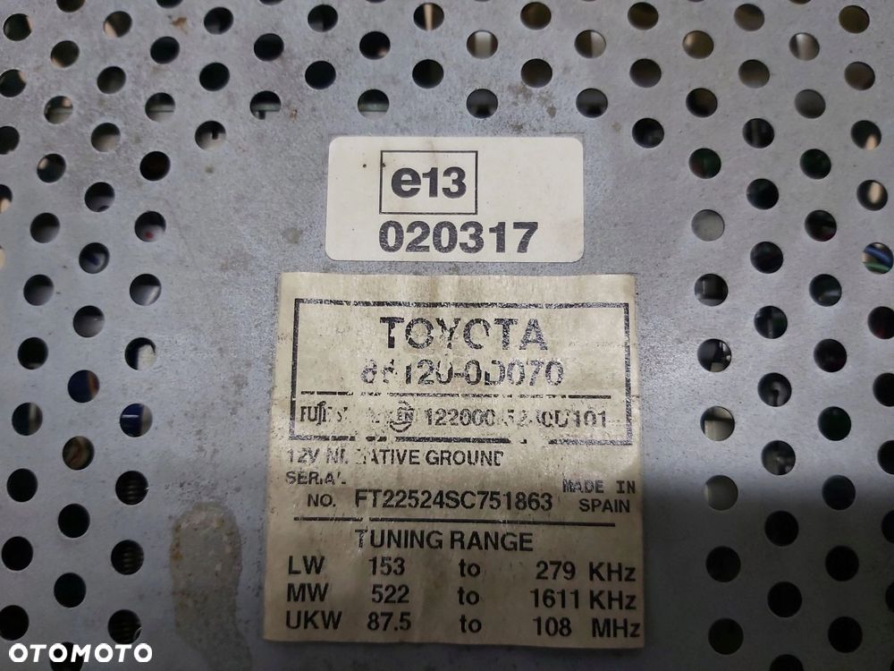 Toyota Yaris I LIFT radio kaseta 86120-0D070 - 4
