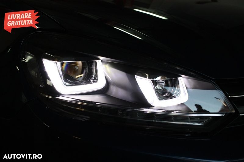 Faruri LED VW Golf 6 VI (2008-2013) Design Golf 7 3D U Design Semnal LED Dinamic c- livrare gratuita - 16