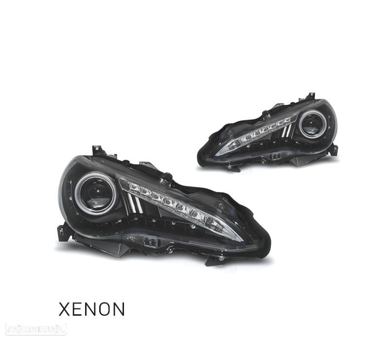 FAROIS FRONTAIS PARA TOYOTA GT86 12- LUZ DIURNA XENON FUNDO PRETO - 1