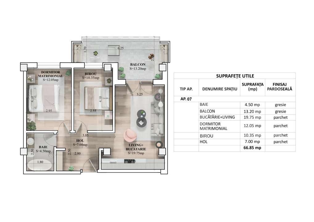 Apartament 3 camere, 66.85 mp, zona Galata — fotografia 1