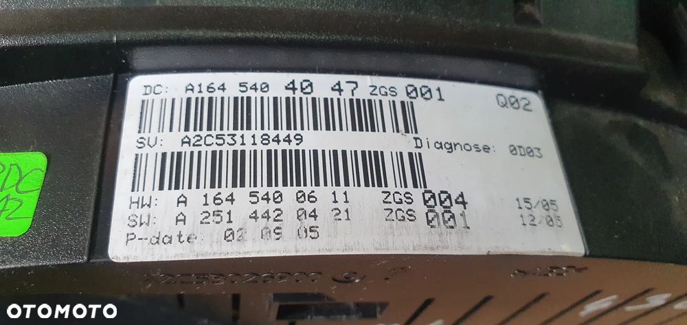 Licznik zegary oryginał Mercedes ML W164 3.0 CDI A1645404047 - 9