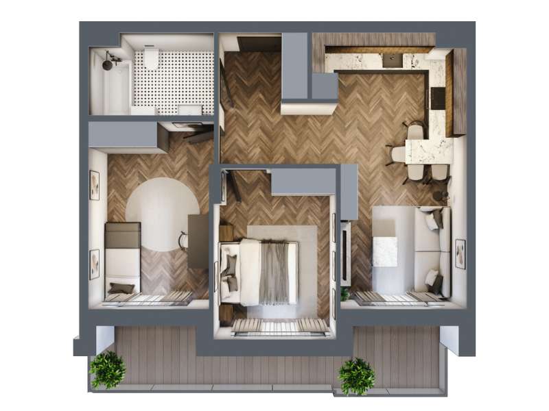 Mieszkanie, 54.96m², 3 pokoje, 6 piętro, B-KLM12-LM57, Nowe Horyzonty
