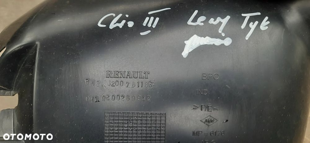 Renault Clio III Clio 3 FL 3 Lakier dv369  tył Belka zderzaka 8200807041 , ślizg mocowanie zderzaka tył 8200290037 8200290041nadkole tył 8200781187 82002891943 8200781186 8200289942 , Nadkole lewy przód 8200289945 - 12