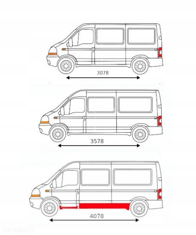 Zestaw Progów / progi Renault Master 98 - 10 wersja Maxi Strona LEWA ! - 1