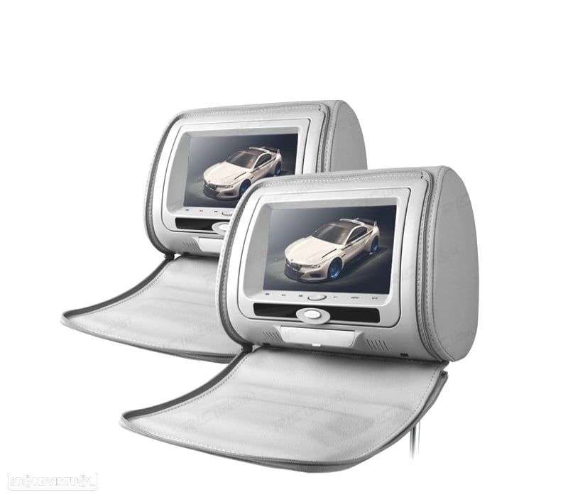 ENCOSTO DE CABEÇA MULTIMEDIA 7 PULGADAS HD USB SD COR EM CINZA - 1