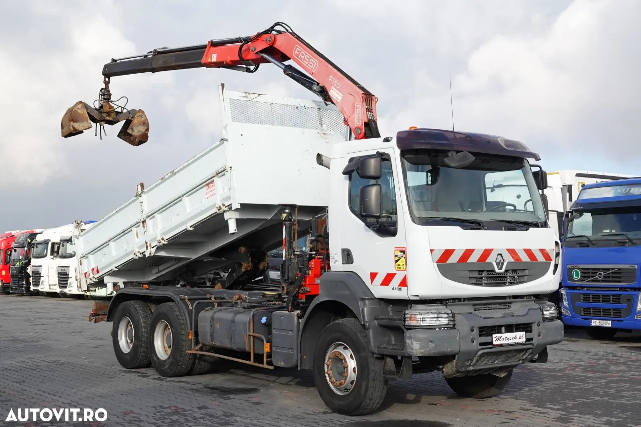 Renault KERAX 410 / 6x4 / BASCULANTE + HDS FASSI F150 / HYDROBURTA / BORDMATIC - 4