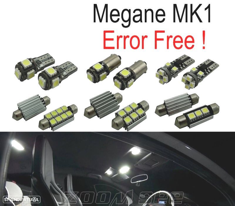 KIT COMPLETO DE 10 LAMPADAS LED INTERIOR PARA RENAULT MEGANE I 1 MK1 HATCHBACK ESTATE COUPE 95-03 - 1