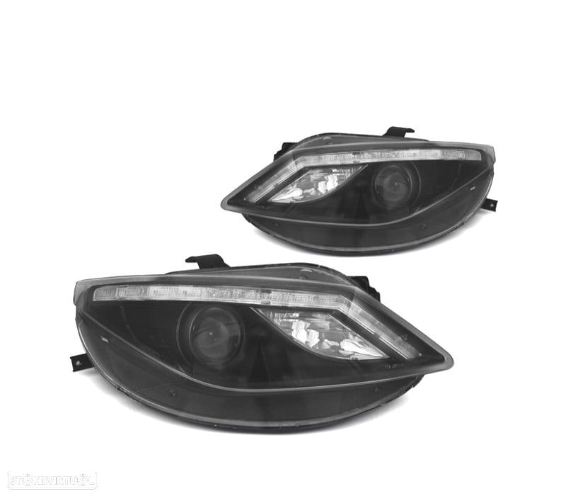 FAROIS FRONTAL PARA SEAT IBIZA 6J 08-12 LUZ DIURNA FUNDO PRETO - 1