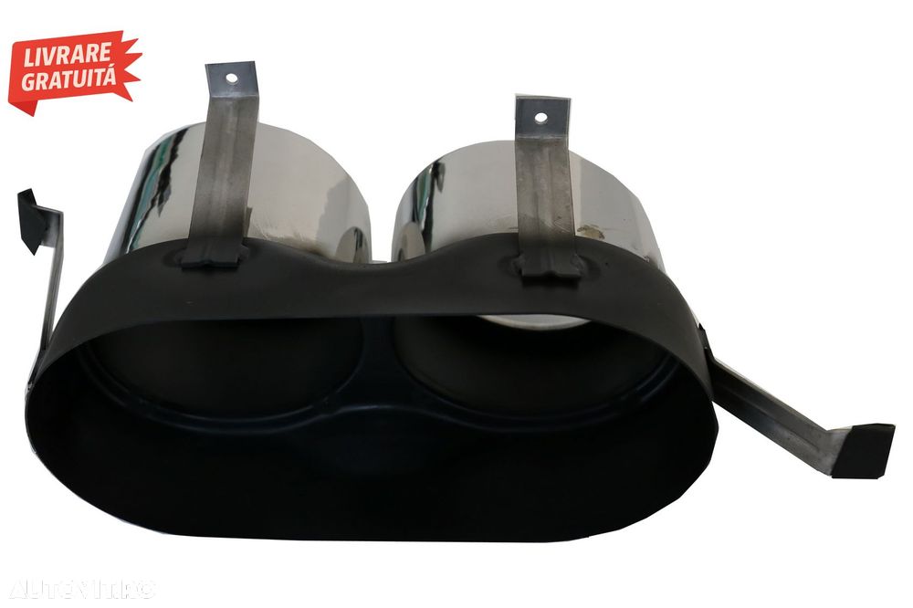 Difuzor Bara Spate Evacuare Dubla Audi Q5 SUV FY S-Line (2018-2020) Evacuari Crom- livrare gratuita - 10