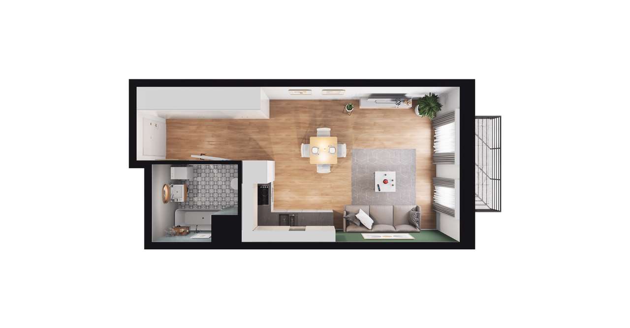1-pokojowe mieszkanie 32m2 + balkon Bezpośrednio - Pełny obrazek: 3/7