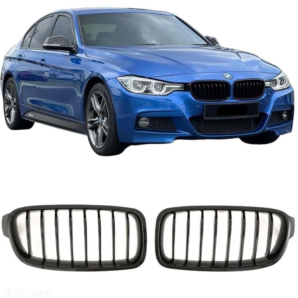 Grile Nari Bara Fata Simple BMW F30 F31 F35 F80, Negru Lucios, OFERTA - 1