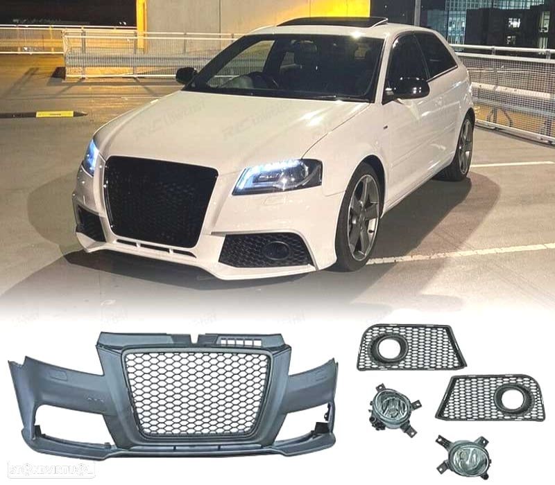 PARA-CHOQUES FRONTAL AUDI A3 8P 08-12 LOOK RS3 PDC + NEVOEIRO - 1