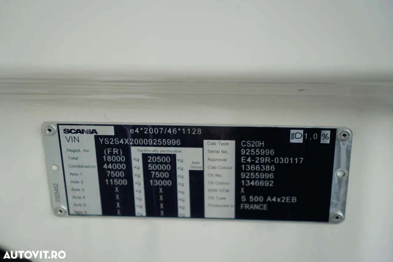 Scania S 500 / MEGA / RETARDER / PLATĂ JOSĂ / CONTRACT DE SERVICE POST-SERVICE / IMPORTAT - 36