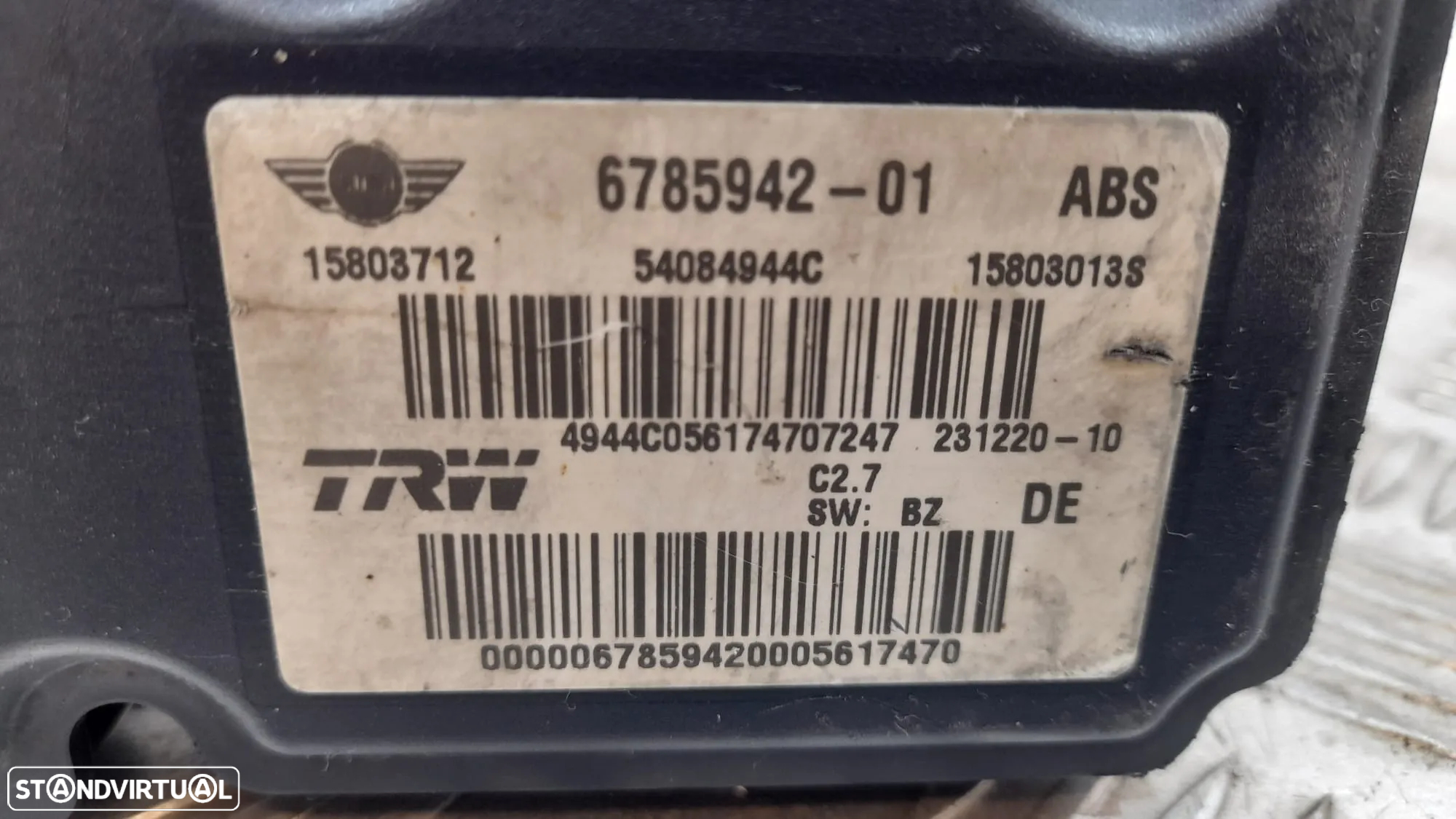 ABS MODULO BLOCO HIDRAULICO MINI COOPER CABRIO R57 1.6i 16V 75CV N16B16A 34516785942 6785942 15803712 54084944C R56 R56 LCI CLUBMAN R55 R55 LCI CABRIO R57 LCI - 7