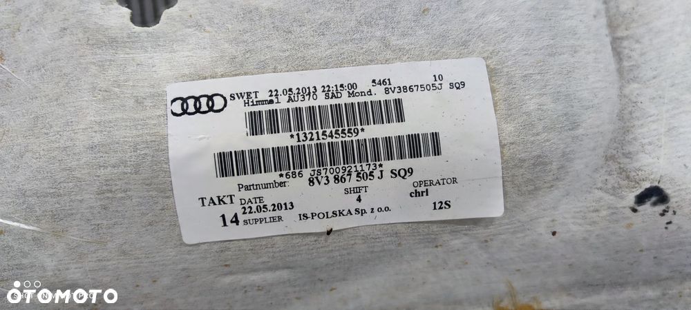 PODSUFITKA AUDI A3 8V 3D 8V3867505J SQ9 SZYBERDACH - 13