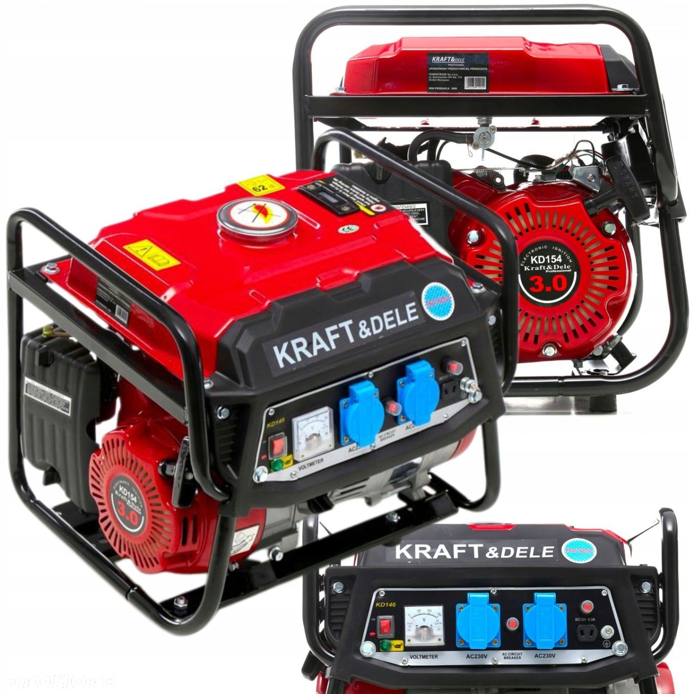 KRAFTDELE AGREGAT PRĄDOTWÓRCZY GENERATOR PRĄDU 12/230V 1500W 3KM KD146 - 1