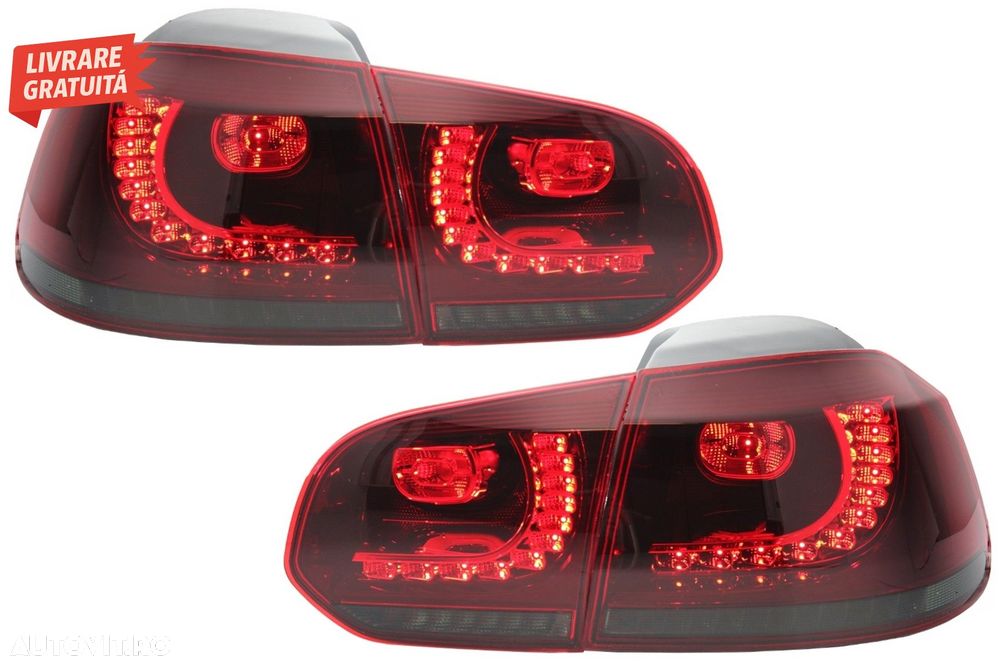 Stopuri Full LED VW Golf 6 VI (2008-2013) R20 Design Rosu Fumuriu cu Semnal Dinami- livrare gratuita - 5