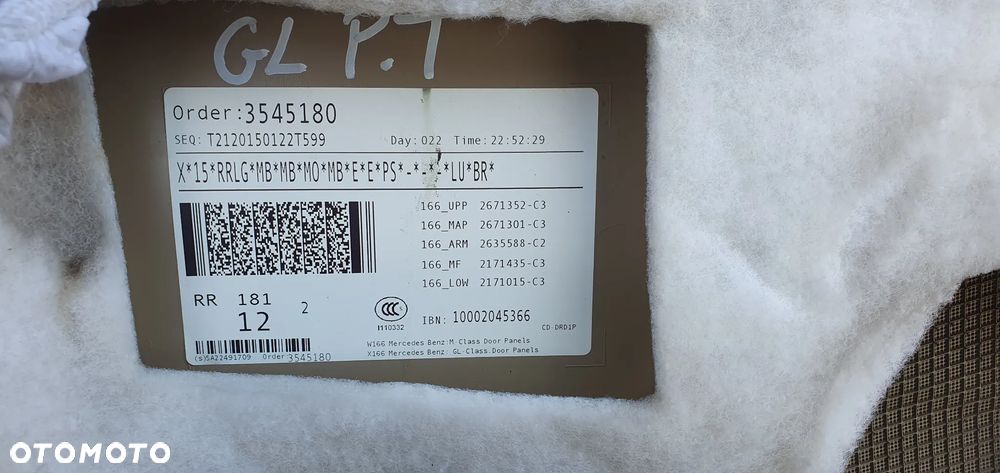 Boczek tapicerka drzwi prawy tył tylna prawa Mercedes GL X166 W166 - 6