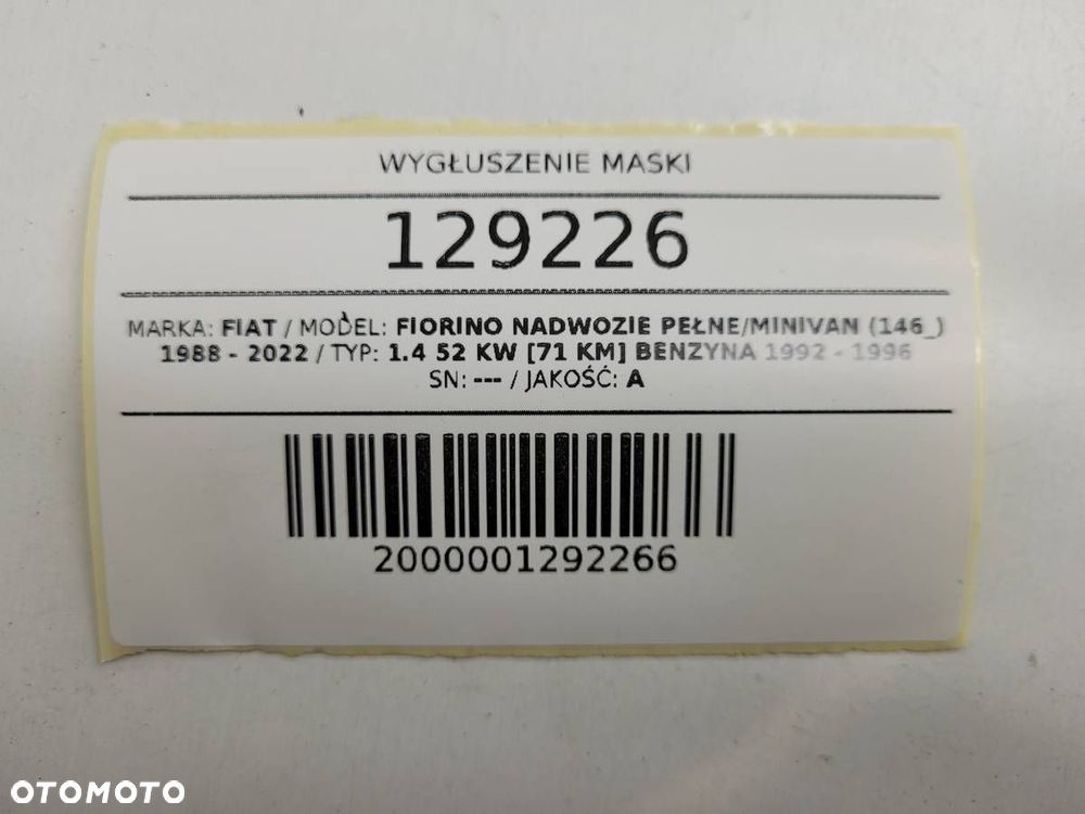 WYGŁUSZENIE PODBITKA MASKI FIAT FIORINO QUBO NEMO BIPPER - 7
