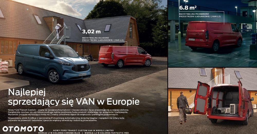 Ford Custom VAN / FURGON / Benzyna   / Hybryda PLUG-IN /  Długość L2 - 8