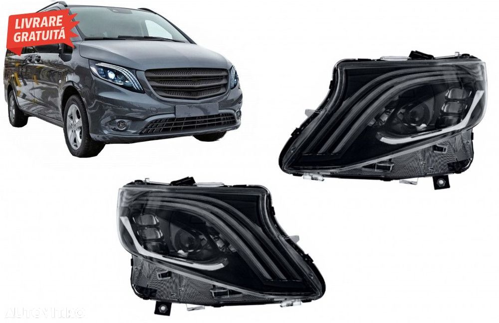Faruri Full LED Mercedes V-Class Vito W447 (2014-2024) Negru Semnal Di - 1