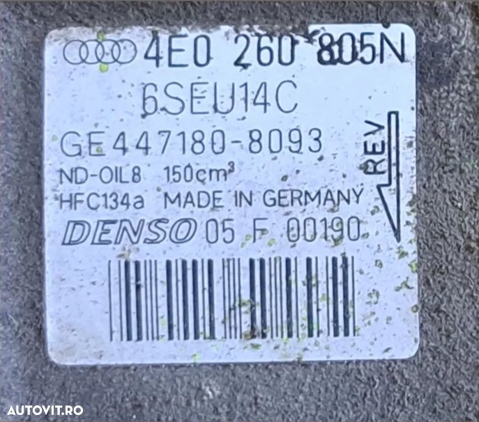 Compresor clima aer conditionat Denso Audi A8 3.0tdi cod: 4E0260805N, 6SEU14C, 447180-8093 - 5