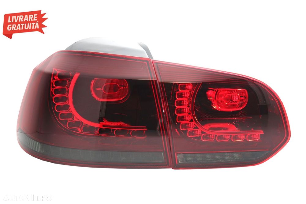 Stopuri Full LED VW Golf 6 VI (2008-2013) R20 Design Rosu Fumuriu cu Semnal Dinami- livrare gratuita - 4