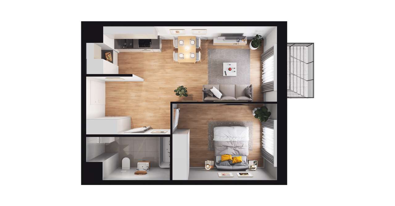 2-pokojowe mieszkanie 42m2 + balkon Bezpośrednio - Pełny obrazek: 2/17