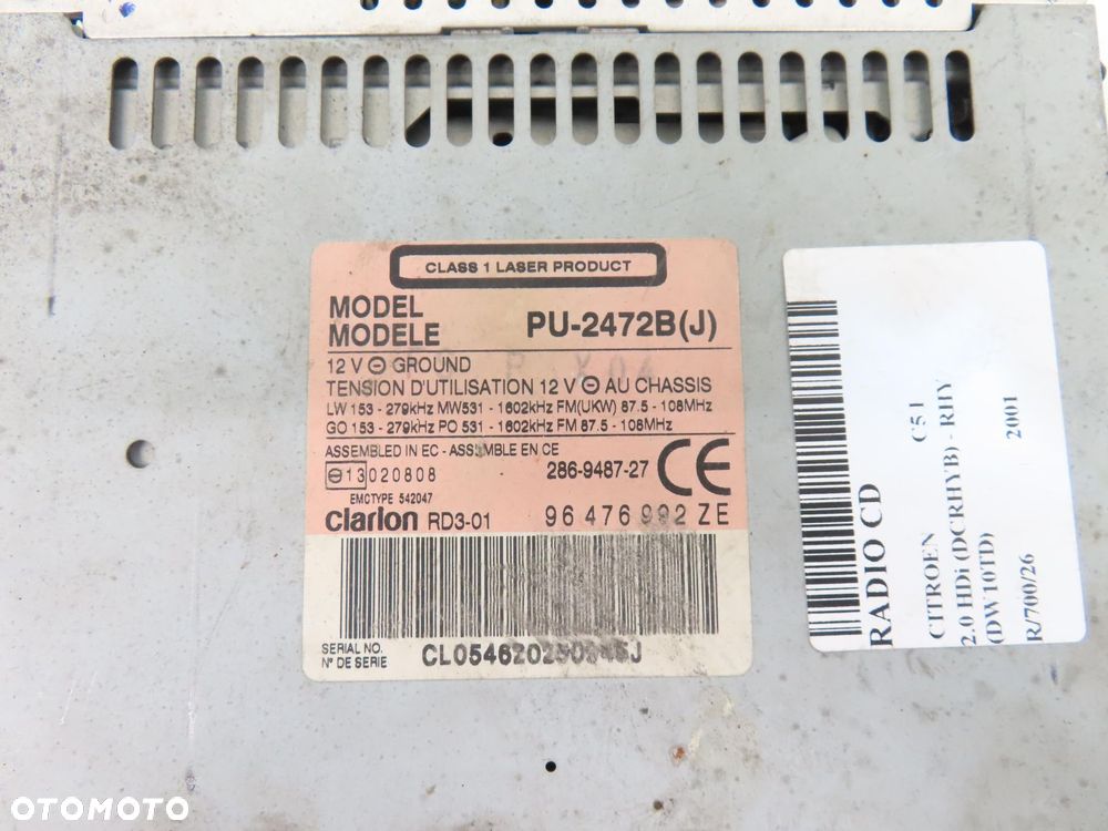 RADIO CITROEN C5 I 96476992ZE PU2472B - 4