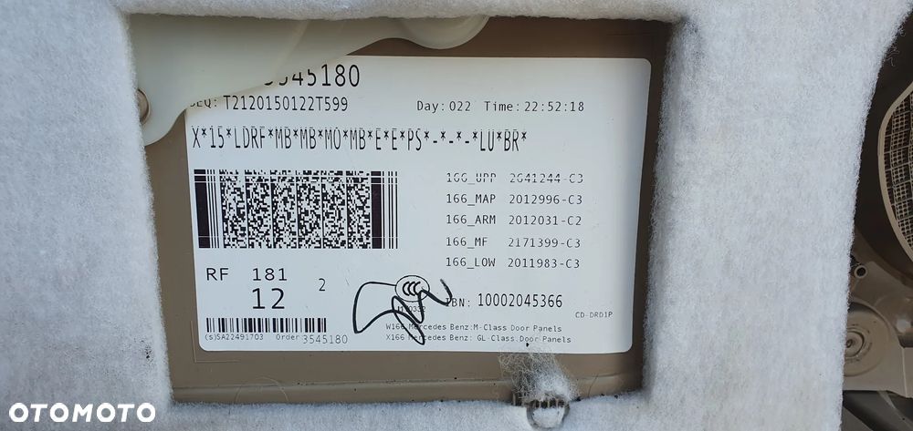 Boczek tapicerka drzwi prawy przód przednia prawa Mercedes GL X166 W166 - 8