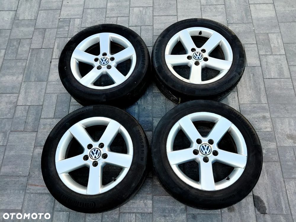 FELGI Z OPONAMI KOŁA ALUMINIOWE VW GOLF V AUDI SEAT SKODA FORD R16 5X112 ET37 57,1 mm OPONY 205/55 R15 LATO NR43 - 1