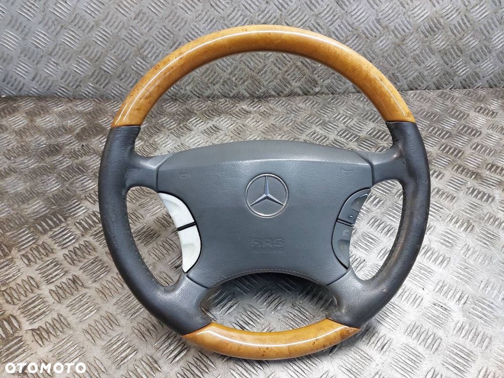KIEROWNICA DREWNO MULTIFUNKCJA + PODUSZKA MERCEDES-BENZ W220 S320 22046009 - 1