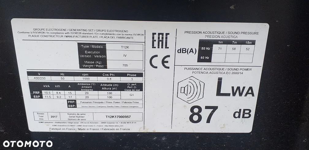 Inny Agregat prądotwórczy SDMO T12K - 5