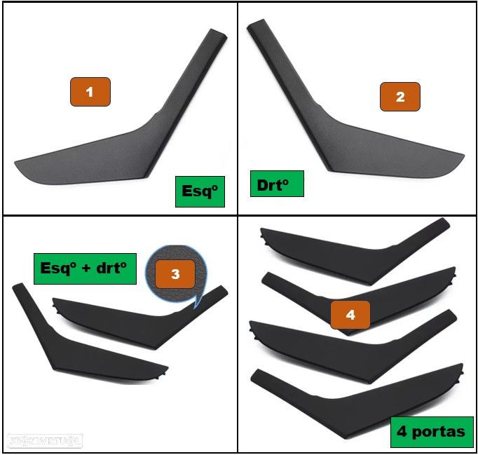 Capa guarnição do puxador porta interior VW Golf Mk6 2009 - 2013