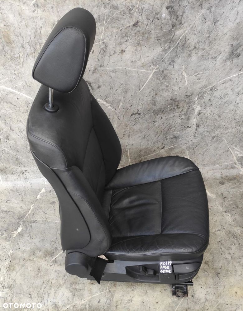 FOTEL PRAWY PRZÓD PRZEDNI BMW E60 E61 CZARNA SKÓRA GRZANY - 5