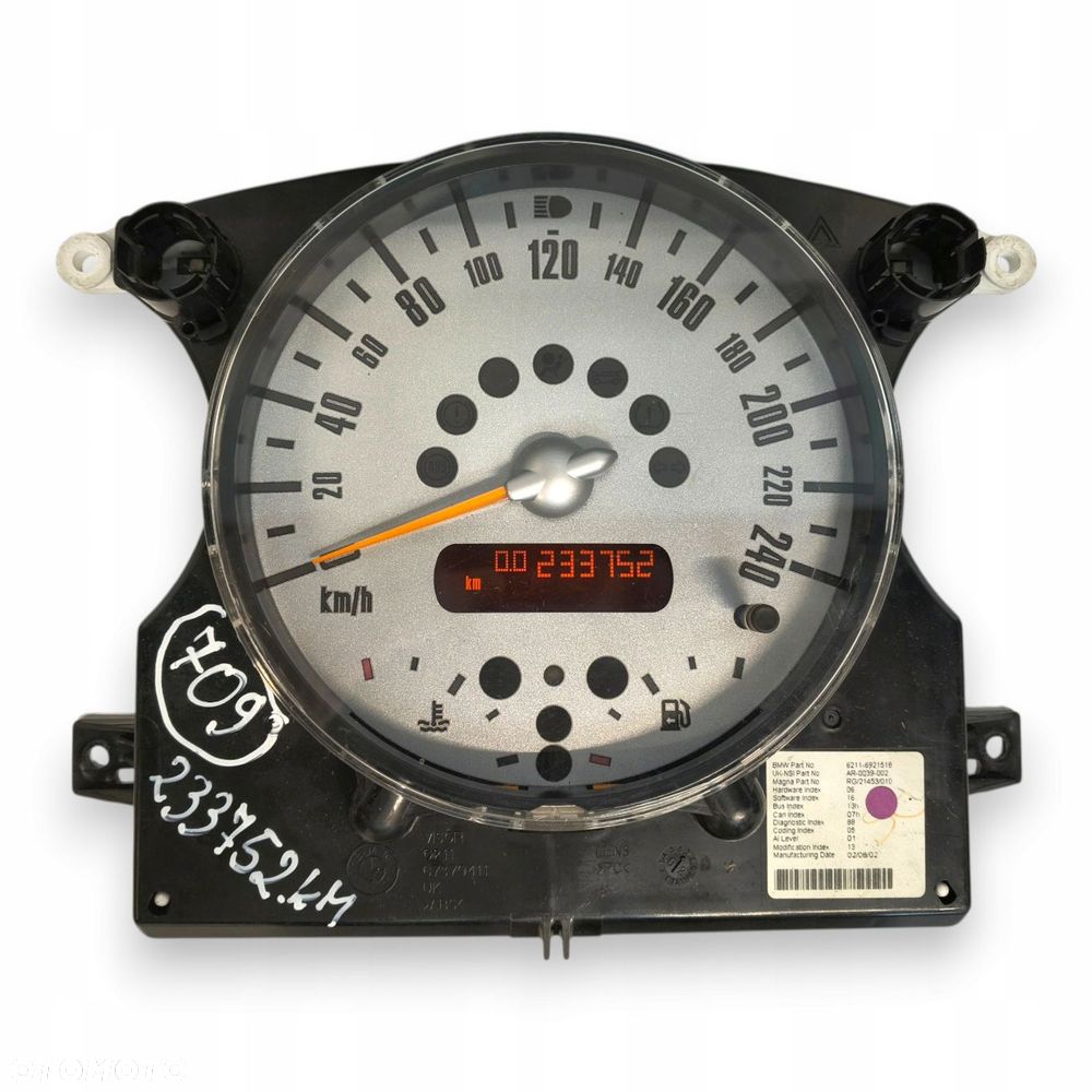 LICZNIK ZEGARY 6921518 Mini Cooper R50 R52 R53 1.6 16V benzyna 233 752km - 7