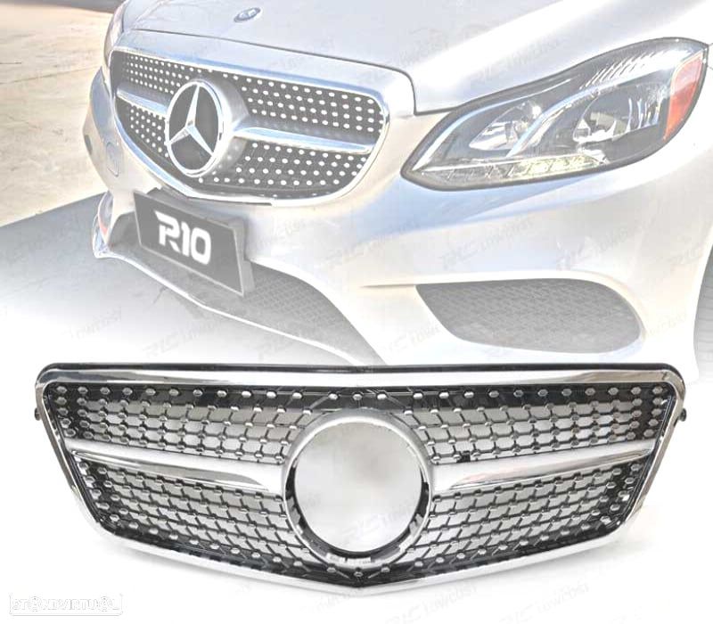GRELHA FRONTAL MERCEDES W212 10-13  LOOK DIAMOND CROMADO - 1