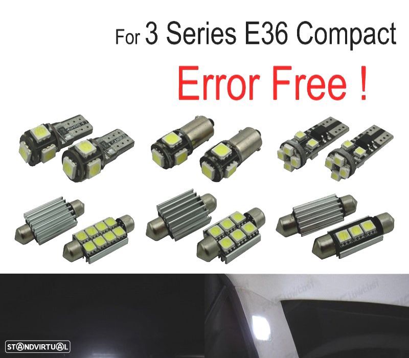 KIT COMPLETO 16 LAMPADAS LED INTERIOR PARA BMW SERIE 3 E36 HATCHBACK COMPACTO 316G 316I 318TDS 318TI - 1