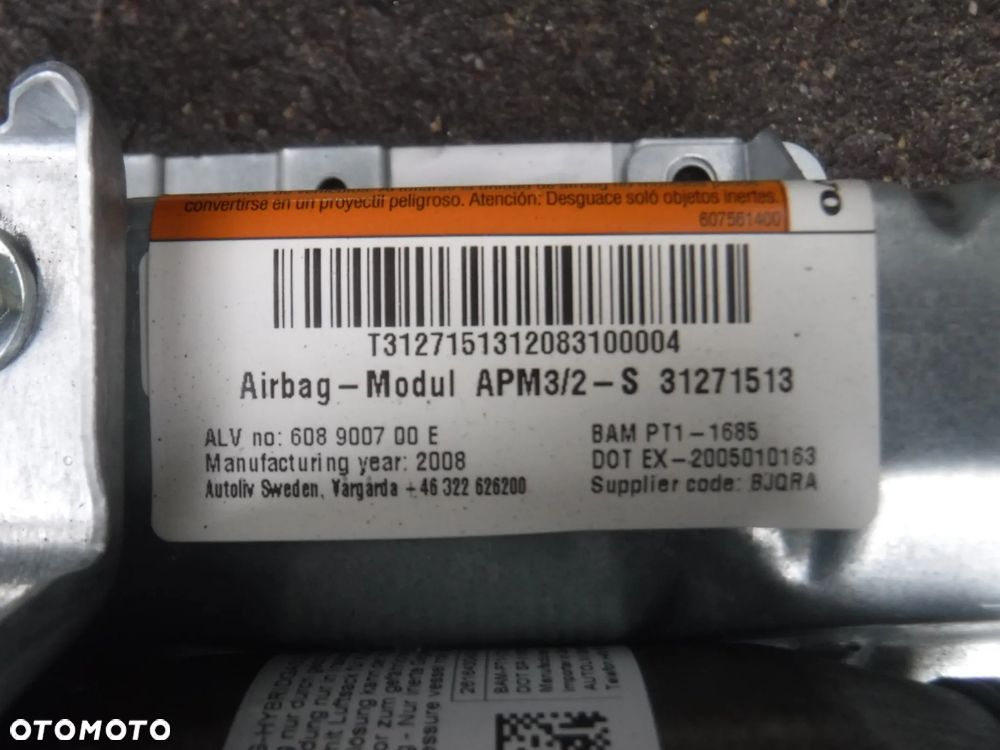 Volvo XC60 I poduszka pasazera air bag 31271878 31271513 31332118 - 2