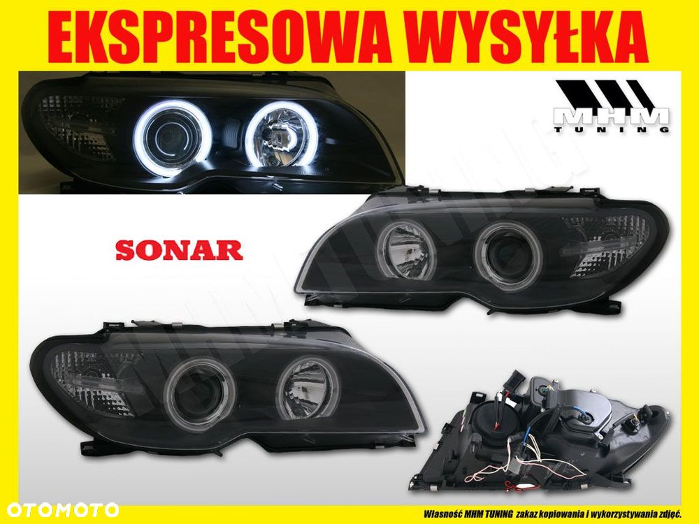 Reflektor Lampy kpl Ringi Angel Eyes Led CCFL Tuning Bmw 3 E46 Lift Coupe - 7