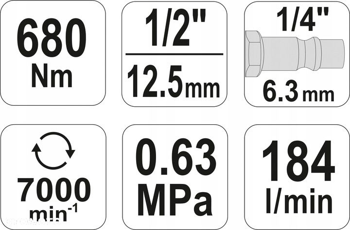 YATO KLUCZ PNEUMATYCZNY 1/2" 680NM KOMPOZYT - 7