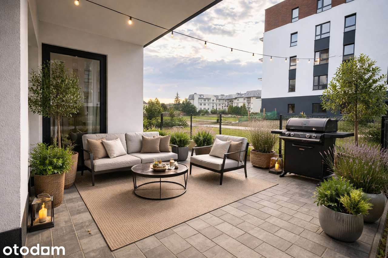 Parter 44,75m2, 2 pokoje, taras 25m2, miejsce w hali garażowej Soho 2