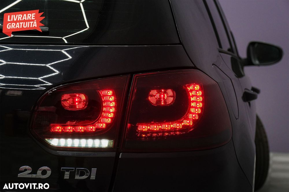 Stopuri Full LED VW Golf 6 VI (2008-2013) R20 Design Rosu Fumuriu cu Semnal Dinami- livrare gratuita - 21