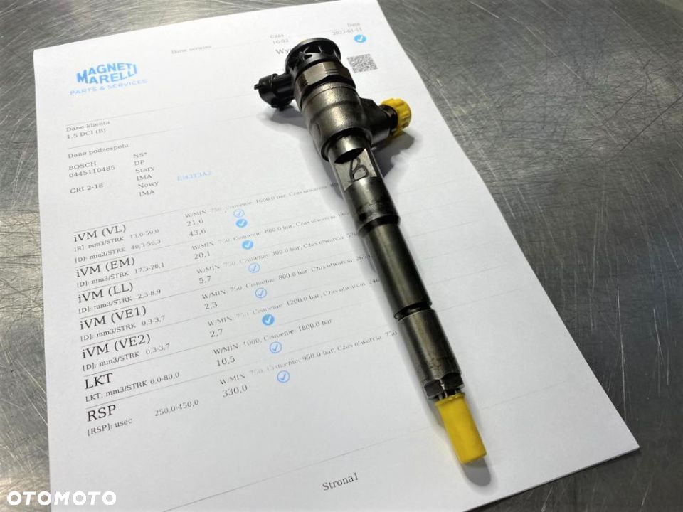 WTRYSKIWACZ TEST 1.5 DCI 0445110485 WTRYSK WYDRUK IMA RENAULT KANGOO THALIA CLIO IV CAPTUR SANDERO - 3